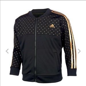 NWT! Adidas Girls Zip Front Dot Tricot Jacket